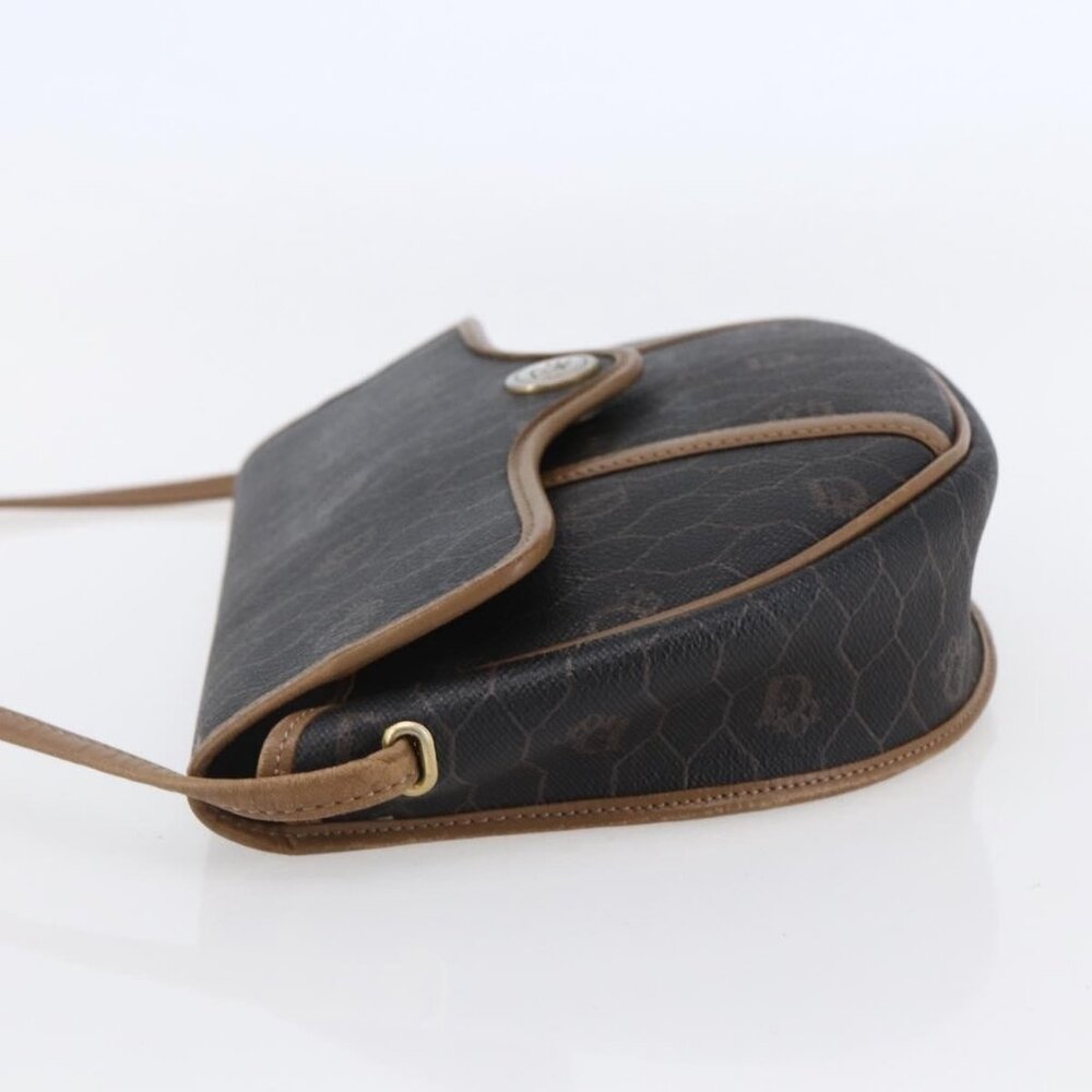 Authentic Christian Dior Honeycomb Canvas Shoulder Bag PVC Black Brown gold - Picture 10 of 16